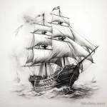 Photo realistic tattoo sketch of an old sailing ship c ebe aa bca _1_2_3 16.11.2023 tatufoto.com 246