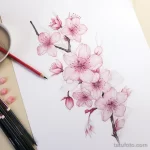 Photo realistic tattoo sketch of cherry blossoms 16.11.2023 tatufoto.com 250
