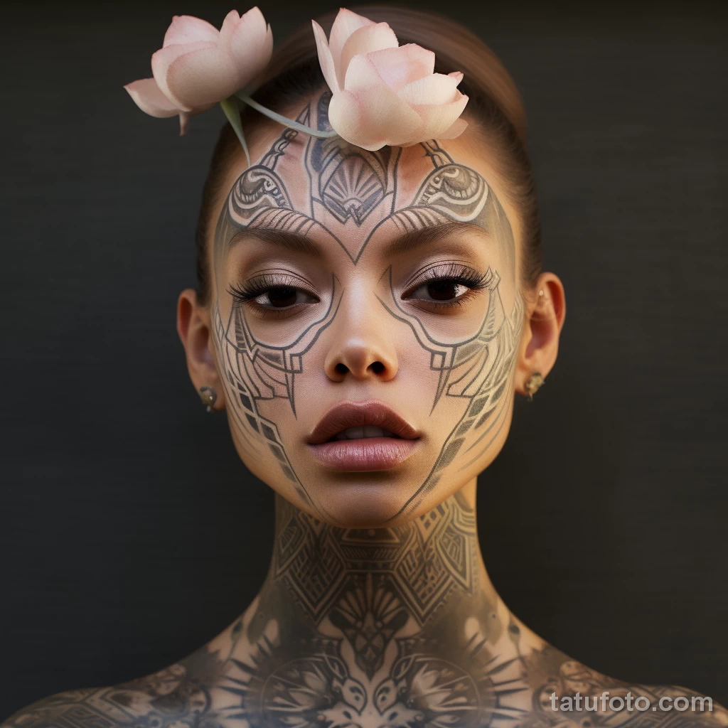 Photorealistic depiction of a woman with a face tatt edeb eea ab ba 251123 tatufoto.com