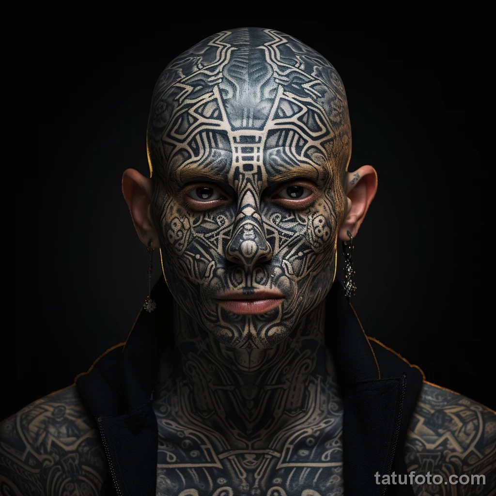 Photorealistic image of a man with artistic face tat afeeef cdf ac febb _1_2 251123 tatufoto.com