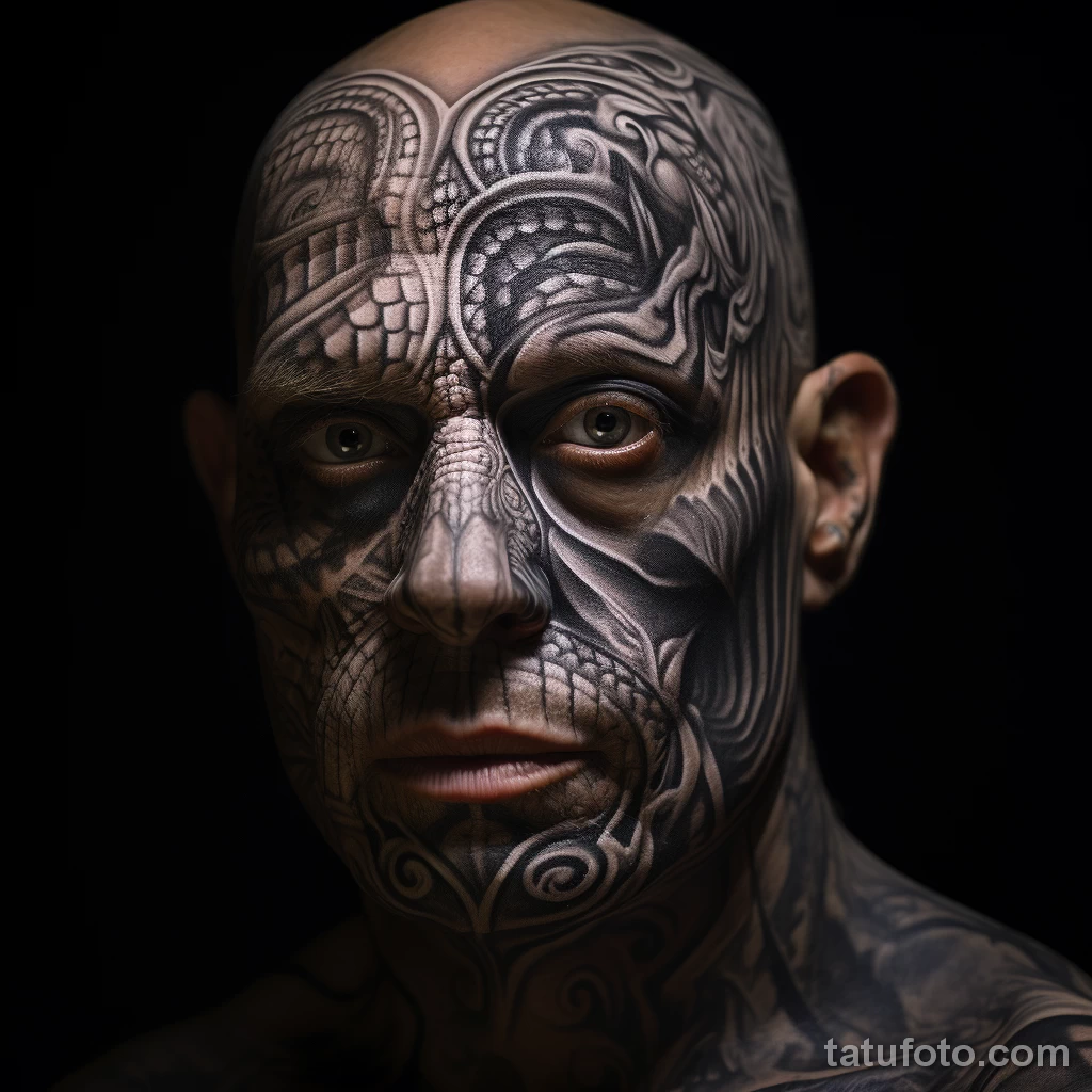 Photorealistic image of a man with artistic face tat afeeef cdf ac febb _1_2_3 251123 tatufoto.com
