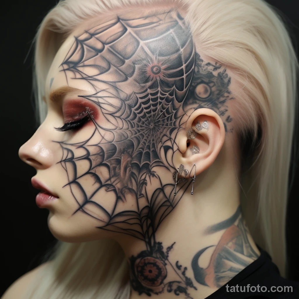 Photorealistic view of a woman with a face tattoo of abec bb c aa acad 251123 tatufoto.com