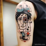 . Picasso inspired abstract face on forearm 16.11.2023 tatufoto.com 037