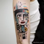. Picasso inspired abstract face on forearm 16.11.2023 tatufoto.com 038
