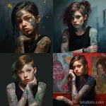 Portrait of a girl with a tattoo illustrating her reaction to paint 1 09112023 tatufoto.com 108