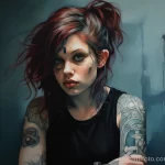 Portrait of a girl with a tattoo illustrating her reaction to paint 4 09112023 tatufoto.com 111