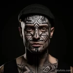 Portrait of a man with abstract face tattoos that sy fbec a bc b aac 251123 tatufoto.com