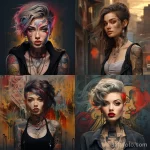 Portrait of a tattooed girl in an urban style with bright lipstick, where a tattoo with a name on her forehead plays the role of a central element in the overall image 1 - 07,11,2023 tatufoto.com