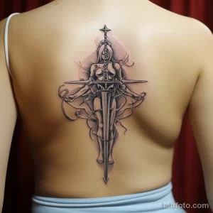 Realistic fencing sword tattoo on a fencers ribca bef f b aff fbeec 171123 tatufoto.com