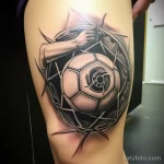 Realistic volleyball spike tattoo on a volleybal efc ab de b 171123 tatufoto.com