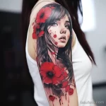 Red poppy beautiful drawing tattoo on the body of a ac ca b b _1 231123 tatufoto.com