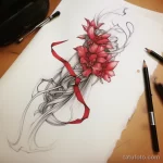 Red tape Beautiful sketch for a white sheet tattoo bcf bf ee abfbf _1 231123 tatufoto.com