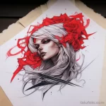 Red tape Beautiful sketch for a white sheet tattoo bcf bf ee abfbf _1_2 231123 tatufoto.com