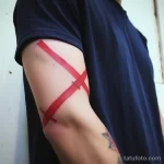 Red tape drawing tattoo about AIDS stylize v ffc f f aea cd 231123 tatufoto.com