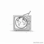 Sketch of a TV set with a space scene on a white bac c f fda aa feded 181123 tatufoto.com