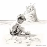Sketch of a tattoo on a white sheet Child building a c ea b bf fee 191123 tatufoto.com