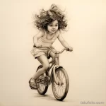 Sketch of a tattoo on a white sheet Child riding a b bfd e e ace fefa _1 191123 tatufoto.com
