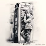 Sketch of a tattoo on a white sheet Child with a tim bda d d dbfabe 191123 tatufoto.com