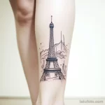 . Sketch style Eiffel Tower on ankle 16.11.2023 tatufoto.com 044
