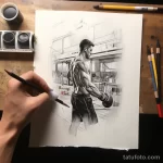 Sketch tattoo on white sheet boxing ring st feb fba a f dae _1_2_3_4 171123 tatufoto.com