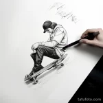 Sketch tattoo on white sheet skateboarding tri ede ca d baa _1 171123 tatufoto.com