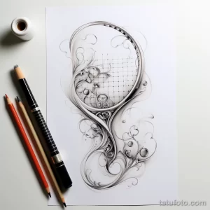 Sketch tattoo on white sheet squash racket and dffc d c bdb cceea 171123 tatufoto.com
