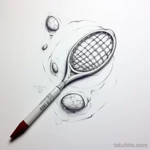 Sketch tattoo on white sheet squash racket and dffc d c bdb cceea _1_2 171123 tatufoto.com