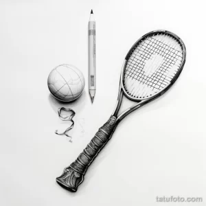 Sketch tattoo on white sheet squash racket and fbcc c f ccecbbf 171123 tatufoto.com