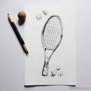 Sketch tattoo on white sheet squash racket and fbcc c f ccecbbf _1 171123 tatufoto.com
