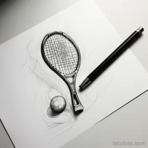 Sketch tattoo on white sheet squash racket and fbcc c f ccecbbf _1_2 171123 tatufoto.com