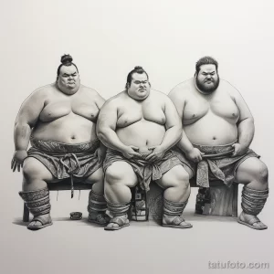 Sketch tattoo on white sheet sumo wrestlers bf de d eb eddefdaba 171123 tatufoto.com
