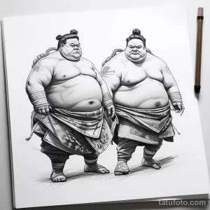 Sketch tattoo on white sheet sumo wrestlers bf de d eb eddefdaba _1_2 171123 tatufoto.com