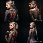 Slavic girl with elegant tattoos on her arms and back posing 1 - 08112023 tatufoto.com 94