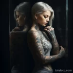 Stylish woman with a full sleeve tattoo looking at h cfc ae bb b dfded 231123 tatufoto.com