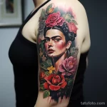 . Stylized portrait of Frida Kahlo on upper arm 16.11.2023 tatufoto.com 048