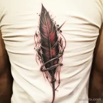 . Stylized quill and ink on ribcage. tattoo v 16.11.2023 tatufoto.com 053