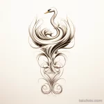 Tattoo design of a graceful swan in an Art Nouveau s ac a affe _1_2_3 221123 tatufoto.com