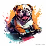 Tattoo design of a playful English bulldog with a sk dad b ee d abdde 221123 tatufoto.com