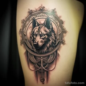 Tattoo featuring a majestic German shepherd with Cel ace f ad ad beba _1_2_3 221123 tatufoto.com