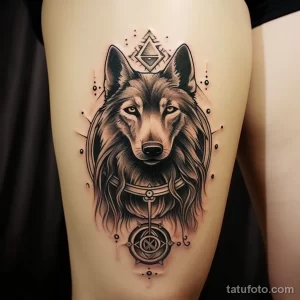 Tattoo featuring a majestic German shepherd with Cel dfdf a e bfea 221123 tatufoto.com
