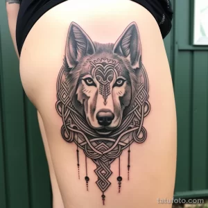 Tattoo featuring a majestic German shepherd with Cel dfdf a e bfea _1_2_3 221123 tatufoto.com