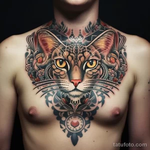 Tattoo idea A regal Bengal cat with intricate mandal ecdfb fed c ab faffe 221123 tatufoto.com