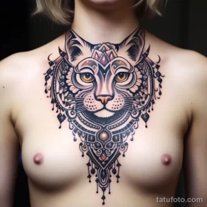 Tattoo idea A regal Bengal cat with intricate mandal ecdfb fed c ab faffe _1 221123 tatufoto.com