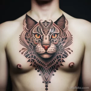 Tattoo idea A regal Bengal cat with intricate mandal ecdfb fed c ab faffe _1_2 221123 tatufoto.com