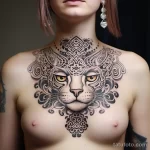 Tattoo idea A regal Bengal cat with intricate mandal efb ec eaa da ceb 221123 tatufoto.com