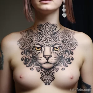 Tattoo idea A regal Bengal cat with intricate mandal efb ec eaa da ceb 221123 tatufoto.com