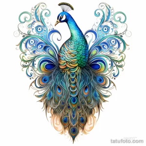 Tattoo idea A regal peacock with intricate paisley p cb fd d aaeaf _1_2_3 221123 tatufoto.com
