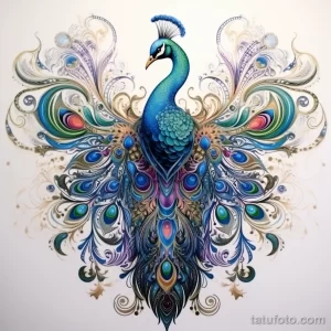 Tattoo idea A regal peacock with intricate paisley p ebd bb becfd 221123 tatufoto.com