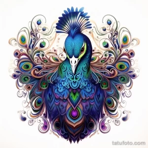 Tattoo idea A regal peacock with intricate paisley p ebd bb becfd _1 221123 tatufoto.com
