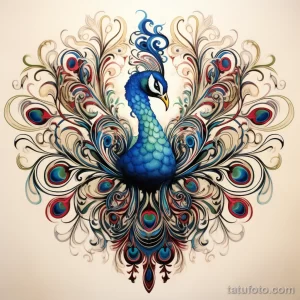 Tattoo idea A regal peacock with intricate paisley p ebd bb becfd _1_2 221123 tatufoto.com